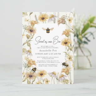 Invitation Doux comme peut Bee Chamomile Baby shower virtuel