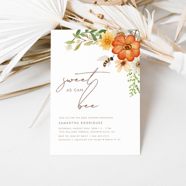 Invitation Doux Comme Peut Être | Baby shower de printemps fl (Créateur téléchargé)