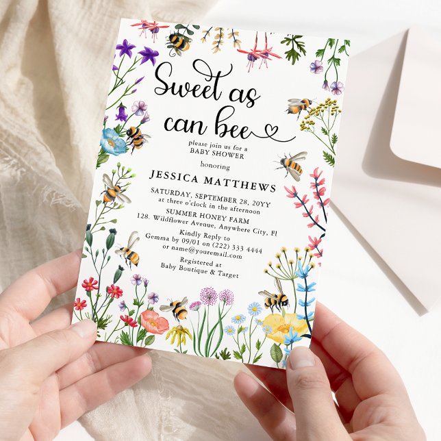 Invitation Doux comme peut Fleur sauvage BumbleBee Baby showe (Créateur téléchargé)