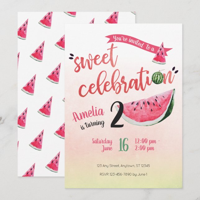 Invitation doux d'anniversaire de célébration de (Devant / Derrière)