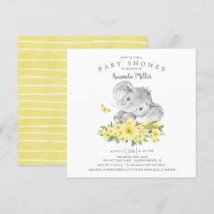Invitation Doux éléphant joyeux bébé garçon douche