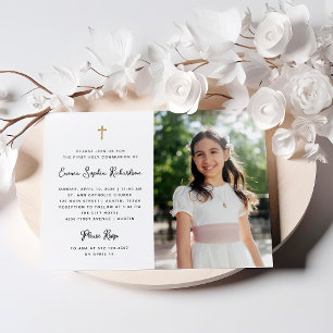 Invitation Doux et simple Photo Première communion sainte