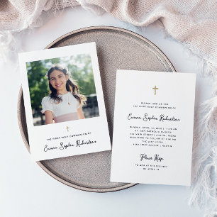 Invitation Doux et simple   Photo Première communion sainte