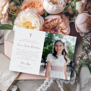 Invitation Doux et simple Photo Première communion sainte