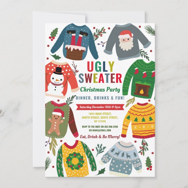 Invitation Doux moche Jumpers Festif de Noël (Devant)