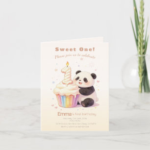 Invitation Doux Panda Pastel Bébé 1er Anniversaire