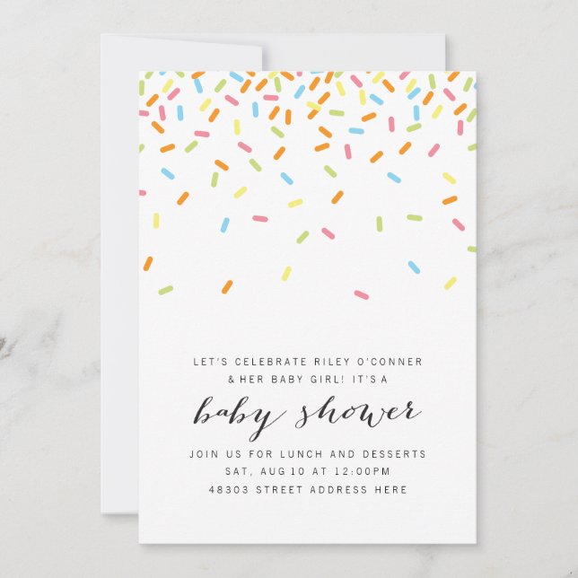 Invitation doux pour bébé saupoudré (Devant)
