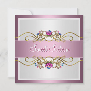 Invitation Douze ans, 16e anniversaire, jolie rose florale