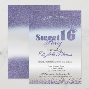 Invitation Douze ans charmants Ombré Bokeh Paillettes Violet,