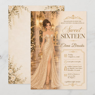 Invitation Douze ans de douceur Or Glamour