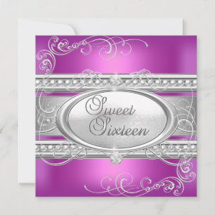 Invitation Douze ans fêtés 16 Party Rose Blanc Argent Perle 2