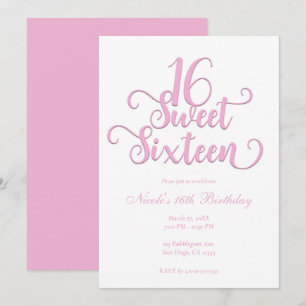Invitation Douze ans sucrés Blanc & Rose Bubble-gum Type Anni