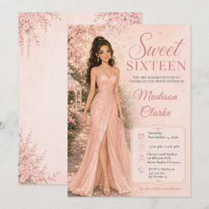 Invitation Douze ans sucrés Fleurs de cerisier roses