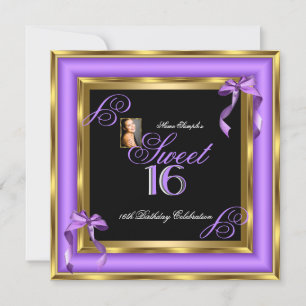 Invitation Douze ans sucrés Or Violet Photo Fête d'anniversai
