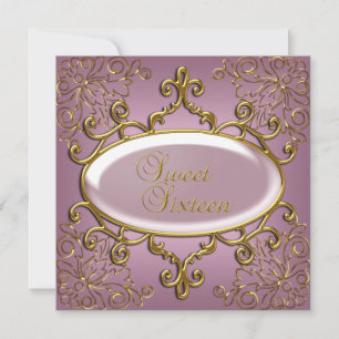 Invitation Douze ans tendres 16e anniversaire Fête Royal Or R