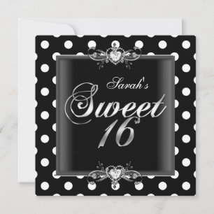 Invitation Douze ans très mignons 16 ans Anniversaire Noir Bl