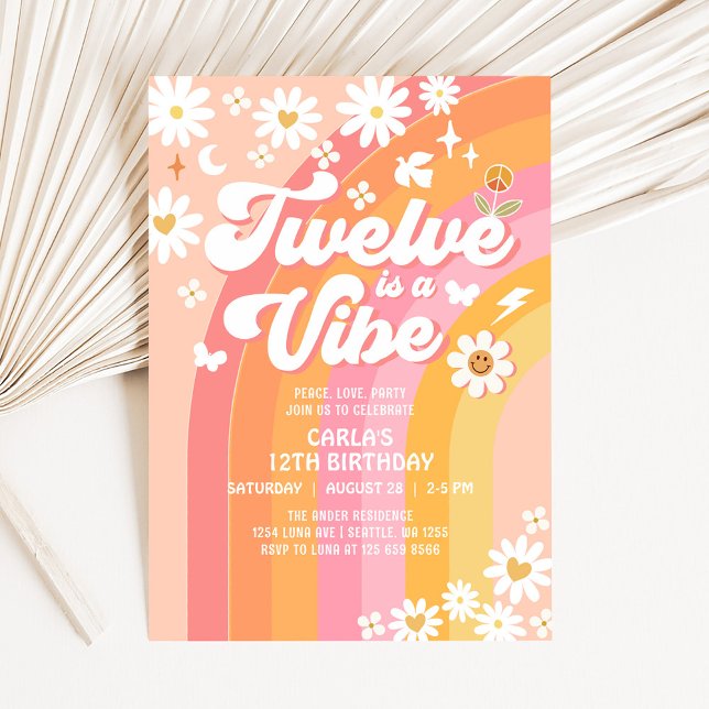 Invitation DOUZE est une Vibe rose Peach 12ème anniversaire S (Créateur téléchargé)
