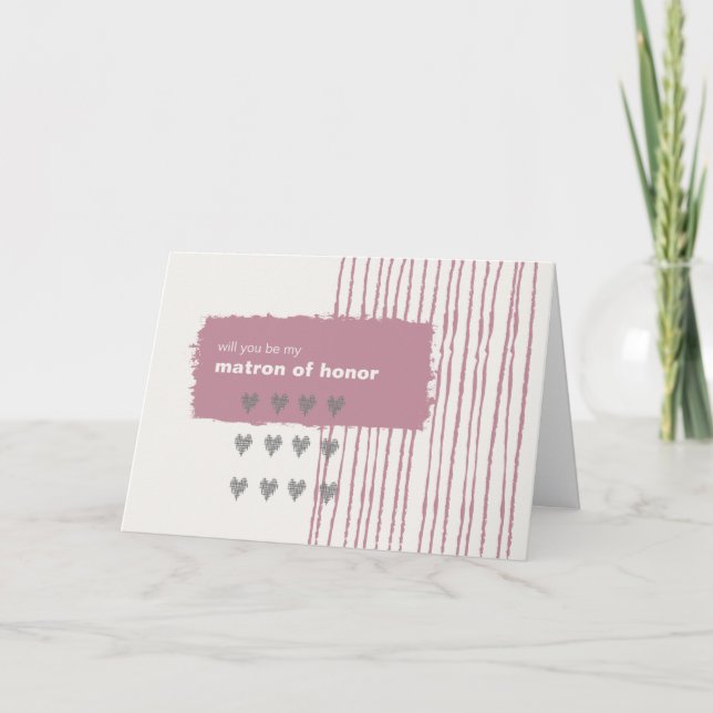 Invitation Dove Grey and Pink Be My Matron of Honor (Devant)