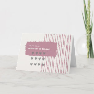 Invitation Dove Grey and Pink Be My Matron of Honor