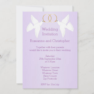Invitation Doves Design Mariage couleur Lilac