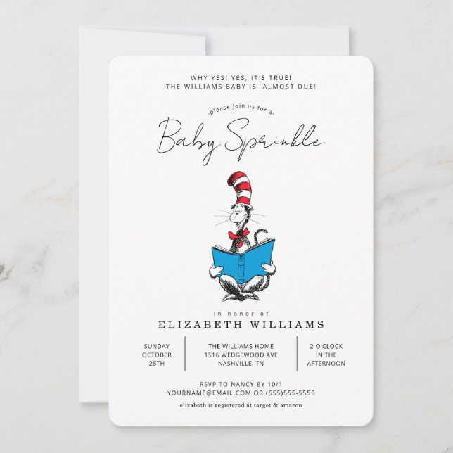 Invitation Dr. Seuss - Chat dans l'arrosage Casquette (Devant)