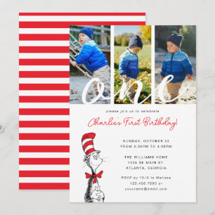 Invitation Dr Seuss Chat dans le Casquette 1er anniversaire