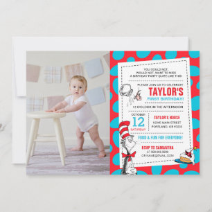Invitation Dr. Seuss Le Chat dans le Chapeau Anniversaire Ajo
