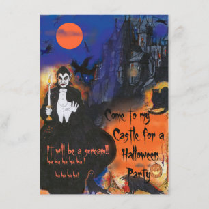 Invitation Dracula Long Black Cape et Éffrayant Castle Art