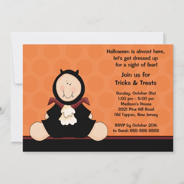 Invitation Dracula mignon de partie de costume de (Devant)