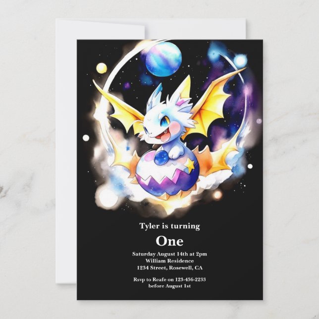 Invitation Dragon 1er anniversaire (Devant)