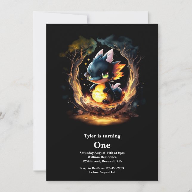 Invitation Dragon 1er anniversaire (Devant)