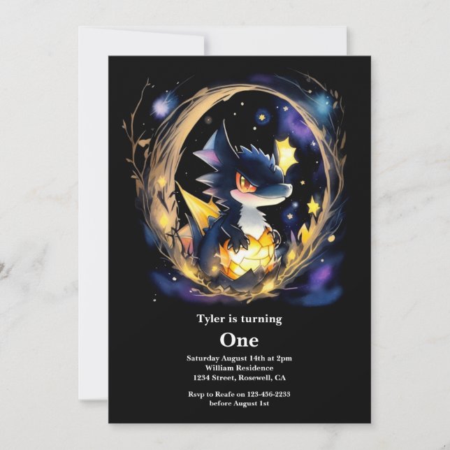 Invitation Dragon 1er anniversaire (Devant)