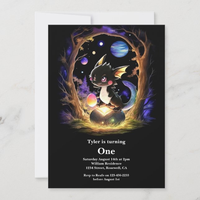 Invitation Dragon 1er anniversaire (Devant)