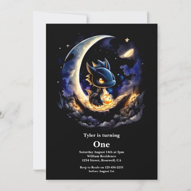 Invitation Dragon 1er anniversaire (Devant)
