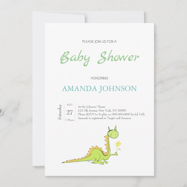 Invitation Dragon à la fleur (Devant)