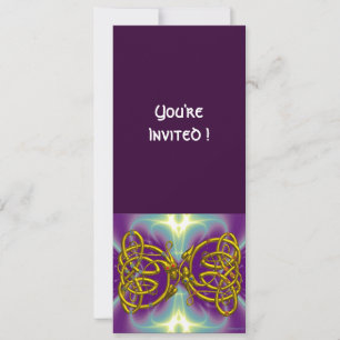 Invitation DRAGON AMOUR Nœuds Celtiques Or Violet Fantaisie