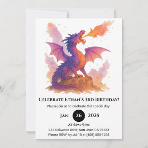 Invitation Dragon Anniversaire Coucher de Soleil Ardant