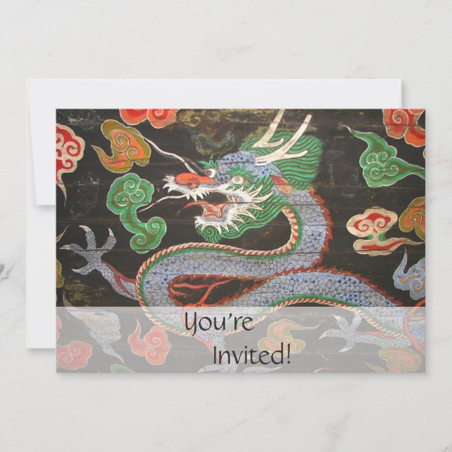 Invitation Dragon asiatique aux couleurs vives| Art Imaginair (Devant)