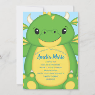 Invitation Dragon Birthday Party Blue