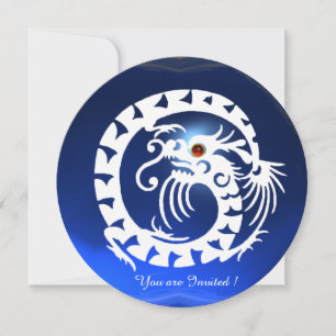 INVITATION DRAGON BLANC DRAGON BLEU SAPPHIRE PIERRE GEM