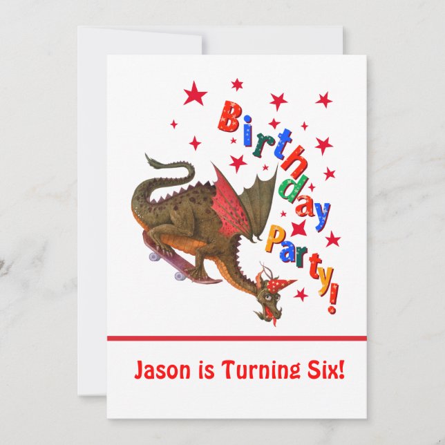 Invitation Dragon d'anniversaire (Devant)