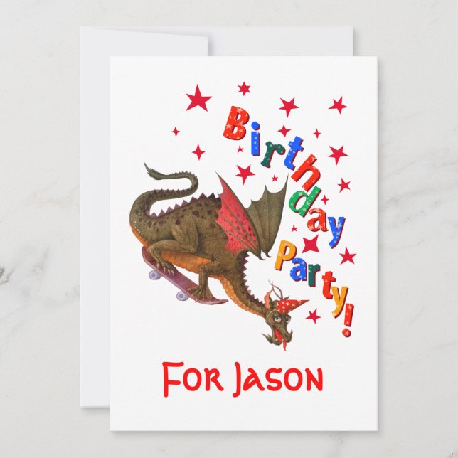 Invitation Dragon d'anniversaire (Devant)