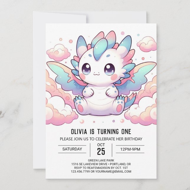 Invitation Dragon de feu 1er anniversaire (Devant)
