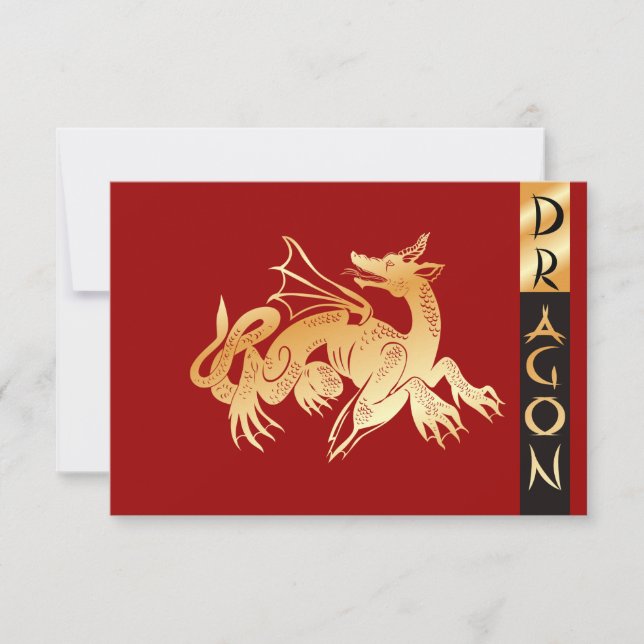 Invitation Dragon d'or et bannière (Devant)