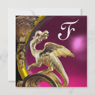Invitation DRAGON D'OR PINK FUCHSIA AMÉTHYST Monogramme Or