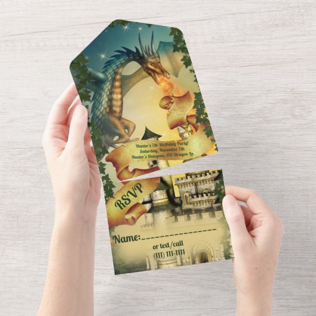 Invitation Dragon et Château (Déchirure)