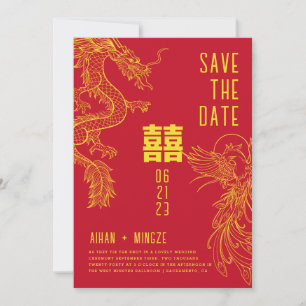 Invitation Dragon et Phoenix Enregistrer la date