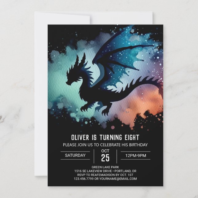Invitation Dragon féroce rêve Anniversaire (Devant)