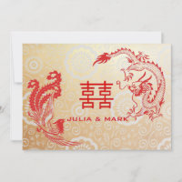 Dragon moderne-Phoenix Mariage chinois Or rouge