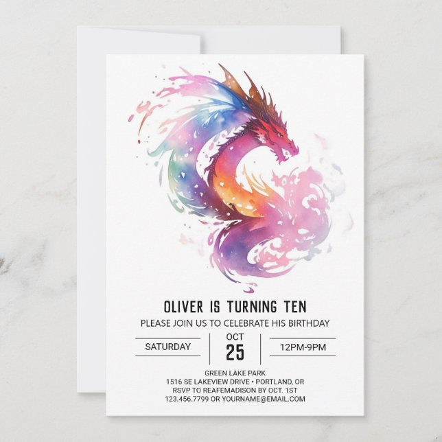 Invitation Dragon mystique Imprimable Anniversaire (Devant)